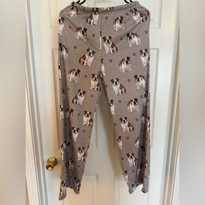 Bulldog Print Pajama Pants - Gray